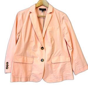 Talbots Cotton Stretch Twill Blazer Jacket 3/4 Sleeve Sz 10 Pink Career Spring